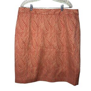 Calvin Klein Women Plus Size 16W Jacquard Coral & Peach Pencil Skirt Leaf Design